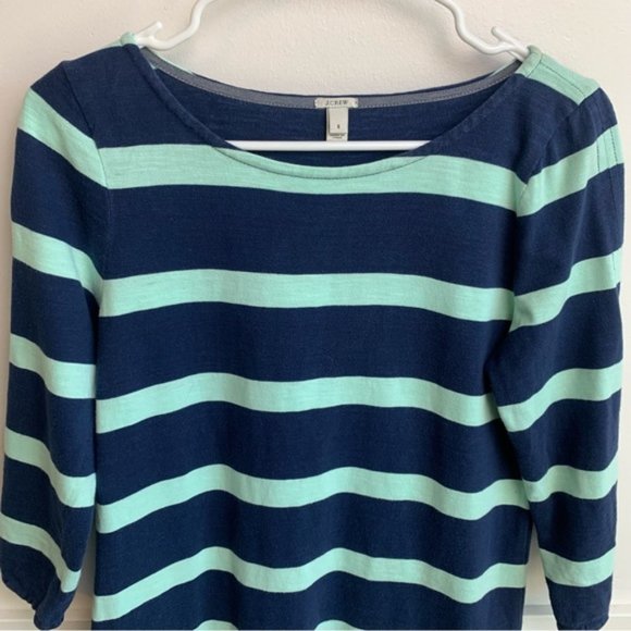 J. Crew Blue & Mint Green Striped Shirttail Dress - Picture 5 of 10